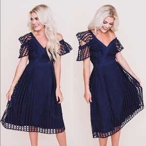 Navy Self Portrait- inspired dress. Runs small